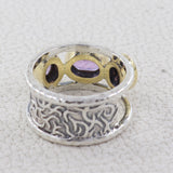 Two Tone Garnet Silver Rings