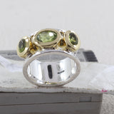 Two Tone Garnet Silver Rings