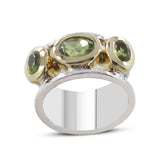 Two Tone Garnet Silver Rings