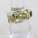 Two Tone Garnet Silver Rings