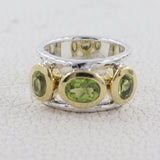 Two Tone Garnet Silver Rings