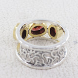 Two Tone Garnet Silver Rings