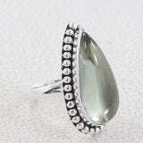 Green Amethyst Silver Ring