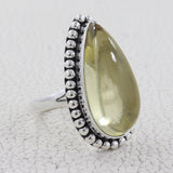 Green Amethyst Silver Ring
