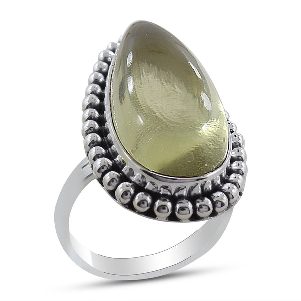 Green Amethyst Silver Ring