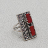 925 Sterling Silver Red Coral Ring