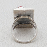 925 Sterling Silver Red Coral Ring