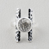 925 Silver Black Rutile Quartz Ring