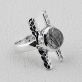 925 Silver Black Rutile Quartz Ring