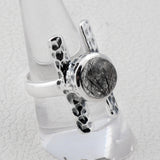 925 Silver Black Rutile Quartz Ring