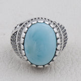 Larimar Gemstone 925 Sterling Silver Rings