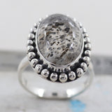 Black Rutile Quartz Silver Rings