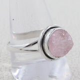 January Birthstone Rose Quartz Silver Ring