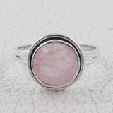 January Birthstone Rose Quartz Silver Ring