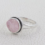 January Birthstone Rose Quartz Silver Ring
