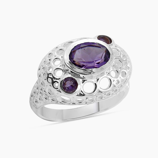 Natural Amethyst 925 Sterling Silver Ring