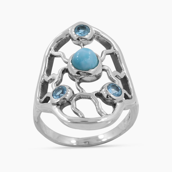 Larimar Silver Rings
