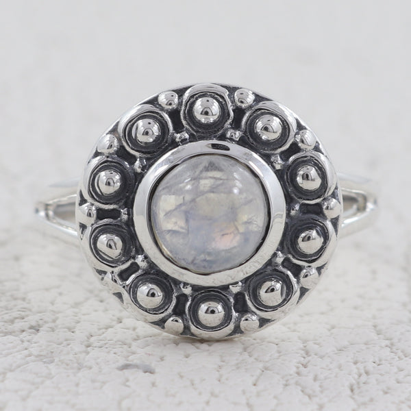 Rainbow Moonstone Sterling Silver Rings