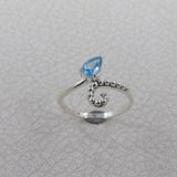 925 Sterling Silver Blue Topaz Ring