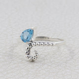 925 Sterling Silver Blue Topaz Ring