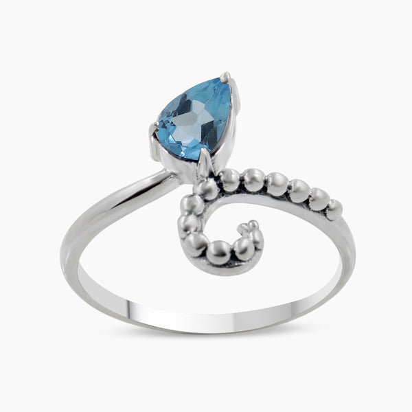 925 Sterling Silver Blue Topaz Ring
