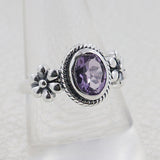 Purple Amethyst 925 Sterling Silver Flower Rings