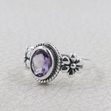 Purple Amethyst 925 Sterling Silver Flower Rings