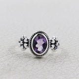 Purple Amethyst 925 Sterling Silver Flower Rings