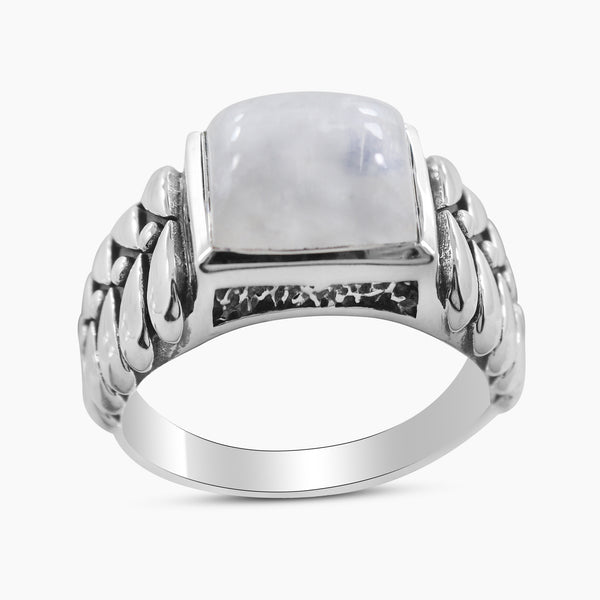 Rainbow Moonstone Silver Rings