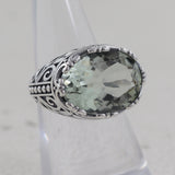 Natural Green Amethyst Silver Ring