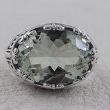 Natural Green Amethyst Silver Ring