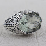 Natural Green Amethyst Silver Ring