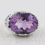 Natural Green Amethyst Silver Ring