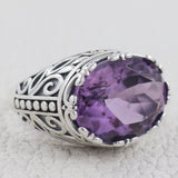 Natural Green Amethyst Silver Ring