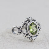 Natural Peridot Gemstone Silver Rings