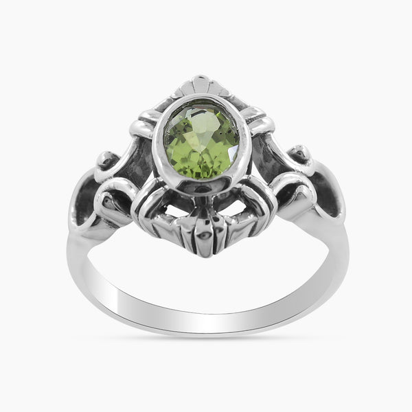 Natural Peridot Gemstone Silver Rings