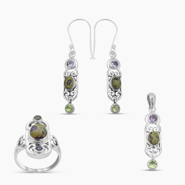 Tasmanian Serpentine Silver Jewelry Sets