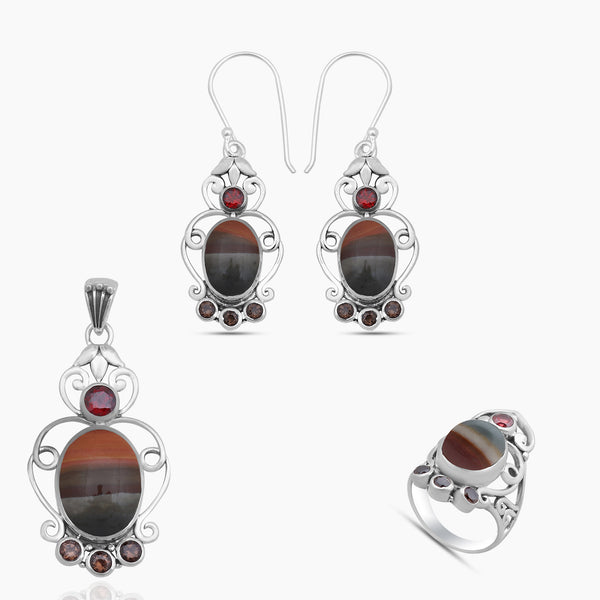 Polychrome Jasper Silver Jewelry Sets