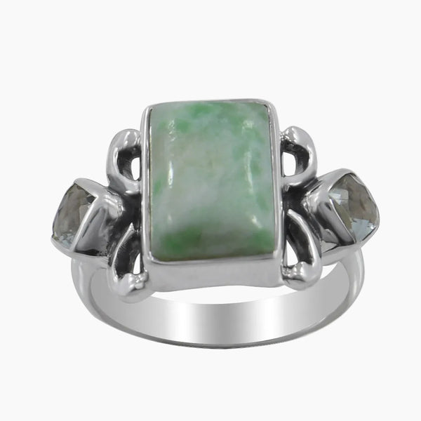 925 Sterling Silver Fuchsite in Quartz Rings