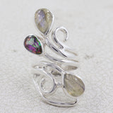 Natural Labradorite Silver Rings