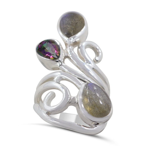 Natural Labradorite Silver Rings