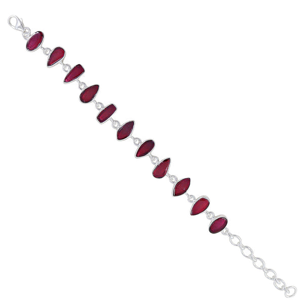925 Sterling Silver Natural Garnet Bracelet