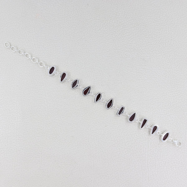 925 Sterling Silver Natural Garnet Bracelet