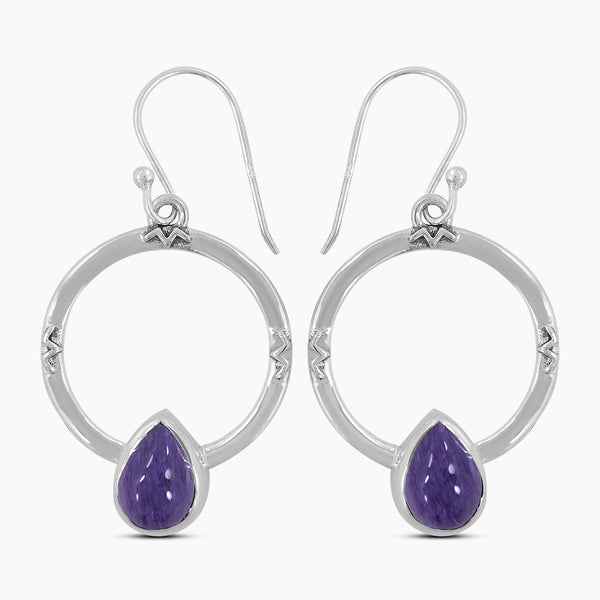 Charoite Silver Earrings