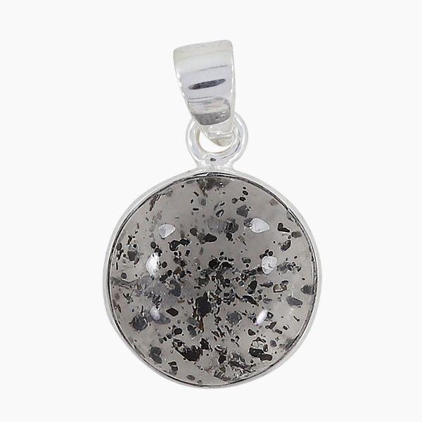 Black Dot Quartz Silver Pendants
