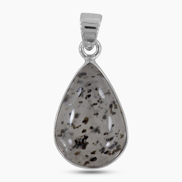 Black Dot Quartz Silver Pendant