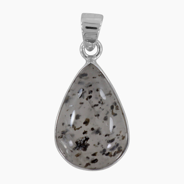 Black Dot Quartz Silver Pendants