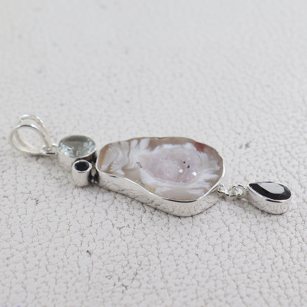925 Sterling Silver Oco geode Pendants