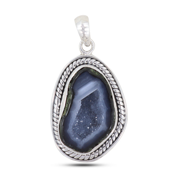 925 Sterling Silver Coconut Druzy Pendant