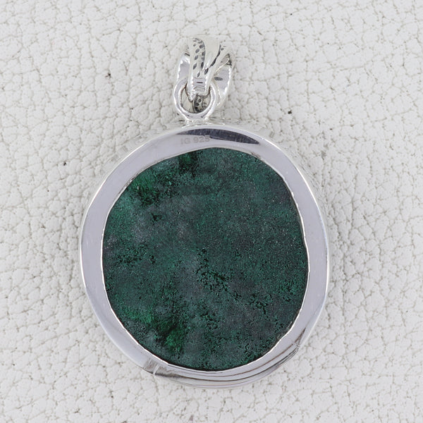 925 Sterling Silver Malachite Fiber Pendants